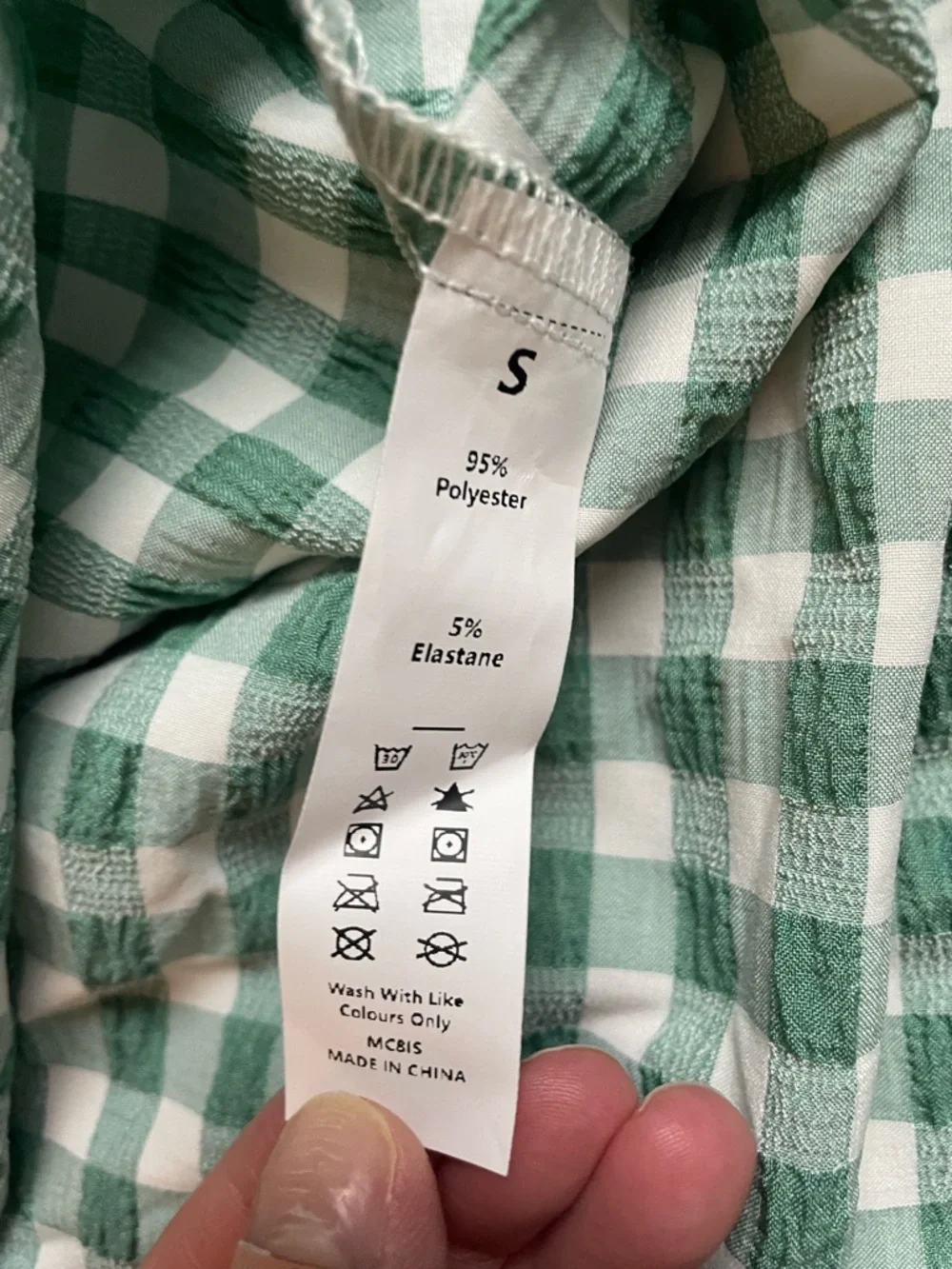 Green Gingham Sleeveless Collared Blouse | Flowy Button Front Top | Size S - Picture 4 of 6